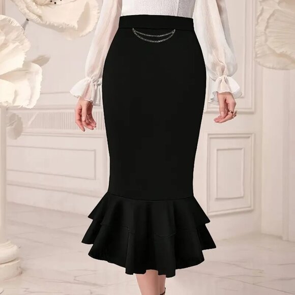 Elegant Mermaid Tail Midi Skirt - Picture 3 of 4